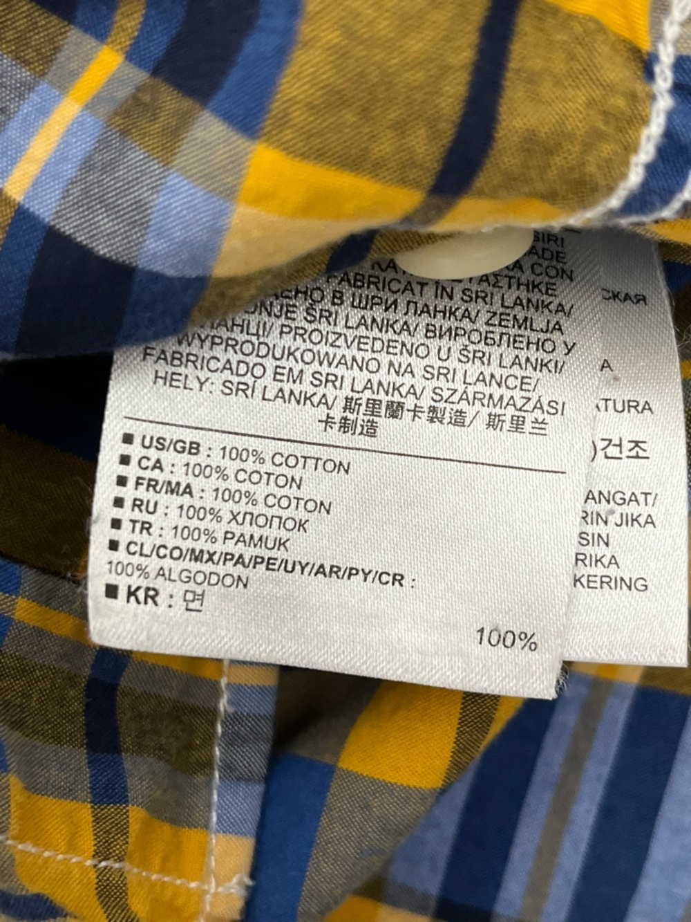 Gap Kids Plaid Cotton Button Down Shirt Boys 4/5 Blue Yellow Long Sleeve Classic - Picture 6 of 6